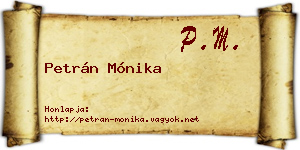 Petrán Mónika névjegykártya
